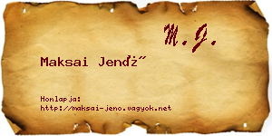 Maksai Jenő névjegykártya